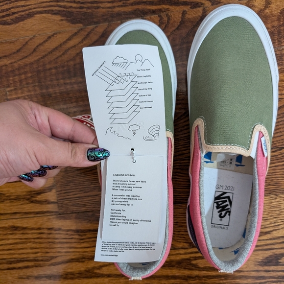 Vault by Vans x McFetridge Transcentcoastal Pink/Green/Navy Slip-ons - Picture 8 of 10